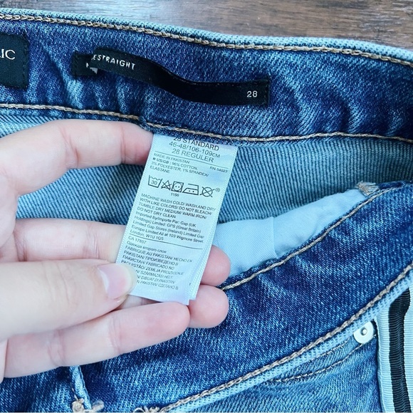 Banana Republic • Mid Rise Straight Jeans light wash black blue side stripe - Picture 5 of 9